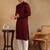 Men wine viscose rayon solid embroidered straight kurta
