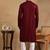 Men wine viscose rayon solid embroidered straight kurta