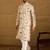 Men cream viscose rayon ethnic motifs printed straight kurta with trouser