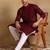 Men wine viscose rayon solid embroidered straight kurta