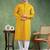Men mustard viscose rayon solid embroidered straight kurta