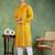 Men mustard viscose rayon solid embroidered straight kurta