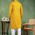 Men mustard viscose rayon solid embroidered straight kurta