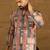 Men brown viscose rayon ethnic motifs printed straight kurta with trouser