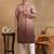 Men brown viscose rayon dyed embroidered straight kurta