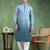 Men green viscose rayon solid embroidered straight kurta