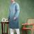 Men green viscose rayon solid embroidered straight kurta