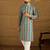 Men blue viscose rayon ethnic motifs printed straight kurta with trouser