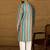 Men blue viscose rayon ethnic motifs printed straight kurta with trouser