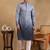 Men grey viscose rayon ethnic motifs embroidered straight kurta