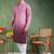 Men burgundy viscose rayon solid embroidered straight kurta