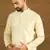 Men yellow silk blend solid printed straight kurta with trouser