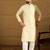 Men yellow silk blend solid printed straight kurta with trouser
