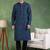 Men blue viscose rayon ethnic motifs embroidered straight kurta