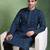 Men blue viscose rayon ethnic motifs embroidered straight kurta
