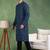 Men blue viscose rayon ethnic motifs embroidered straight kurta
