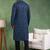 Men blue viscose rayon ethnic motifs embroidered straight kurta