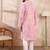Men pink viscose rayon ethnic motifs embroidered straight kurta with trouser