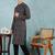 Men black viscose rayon ethnic motifs embroidered straight kurta