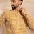 Men yellow viscose rayon batik embroidered straight kurta sets