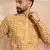 Men yellow viscose rayon batik embroidered straight kurta sets