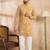 Men yellow viscose rayon batik embroidered straight kurta sets