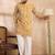 Men yellow viscose rayon batik embroidered straight kurta sets
