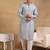 Men grey viscose rayon ethnic motifs embroidered straight kurta