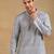 Men grey viscose rayon ethnic motifs embroidered straight kurta