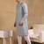 Men grey viscose rayon ethnic motifs embroidered straight kurta