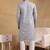 Men grey viscose rayon ethnic motifs embroidered straight kurta