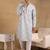 Men white viscose rayon tribal embroidered straight kurta