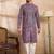 Men purple viscose rayon solid printed straight kurta sets