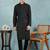 Men black viscose rayon ethnic motifs embroidered straight kurta