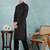 Men black viscose rayon ethnic motifs embroidered straight kurta