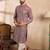 Men brown viscose rayon solid printed straight kurta sets