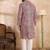 Men brown viscose rayon solid printed straight kurta sets