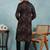Men black viscose rayon ethnic motifs embroidered straight kurta