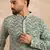 Men green silk blend solid embroidered straight kurta sets