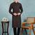 Men black viscose rayon ethnic motifs embroidered straight kurta
