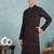 Men black viscose rayon ethnic motifs embroidered straight kurta