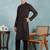 Men black viscose rayon ethnic motifs embroidered straight kurta
