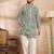 Men green silk blend solid embroidered straight kurta sets