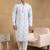 Men white viscose rayon abstract embroidered straight kurta
