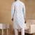 Men white viscose rayon abstract embroidered straight kurta