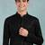 Men black viscose rayon solid embroidered straight kurta