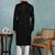 Men black viscose rayon solid embroidered straight kurta