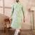 Men green viscose rayon ethnic motifs embroidered straight kurta with trouser