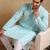 Men turquoise blue viscose rayon geometric embroidered straight kurta