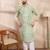 Men green viscose rayon ethnic motifs embroidered straight kurta with trouser